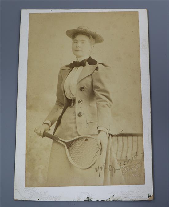 Australian ladies tennis - a signed Victorian photograph of a woman tennis player